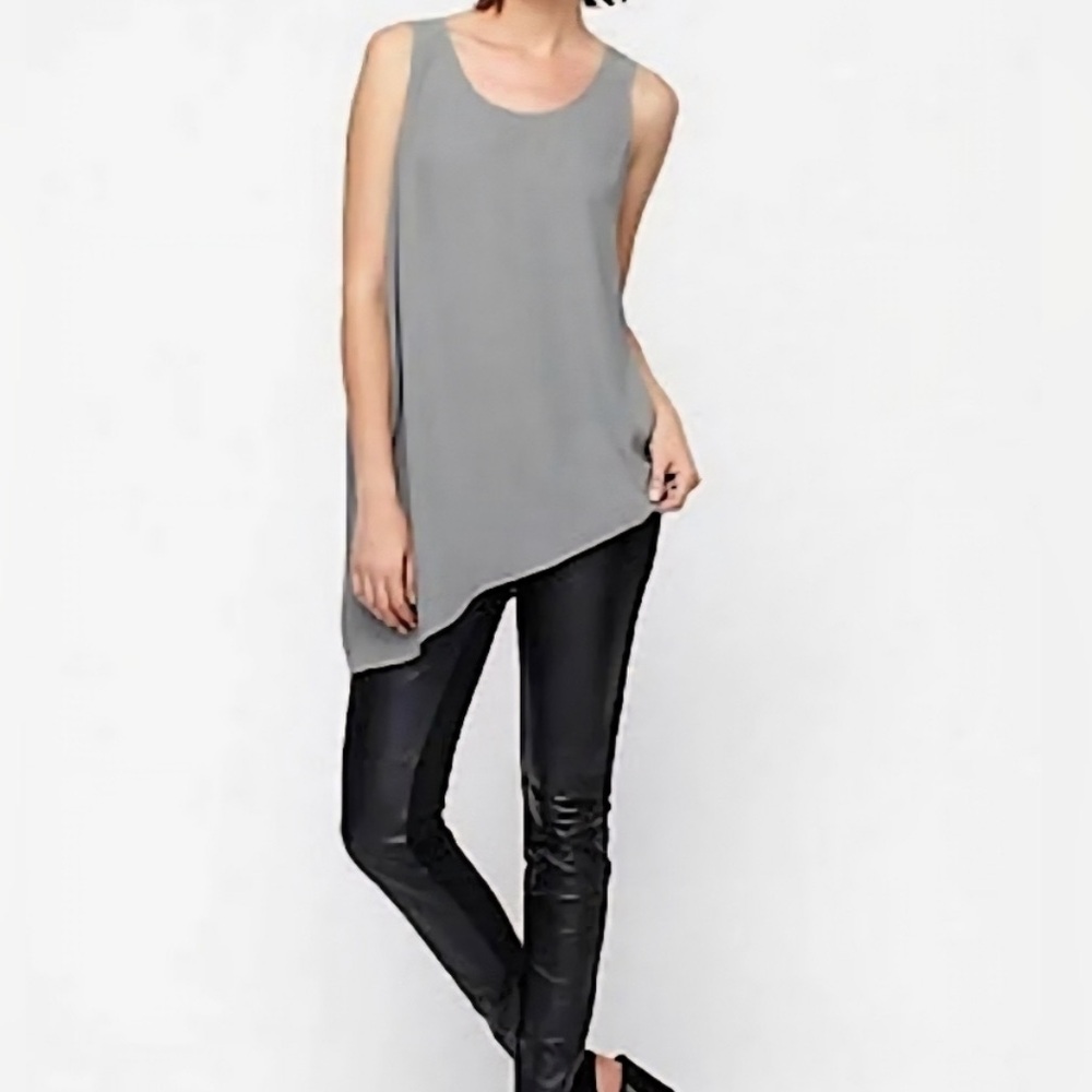NWT. Eileen Fisher U-Neck Side Drape Sleeveless Blouse. Small. Bone.